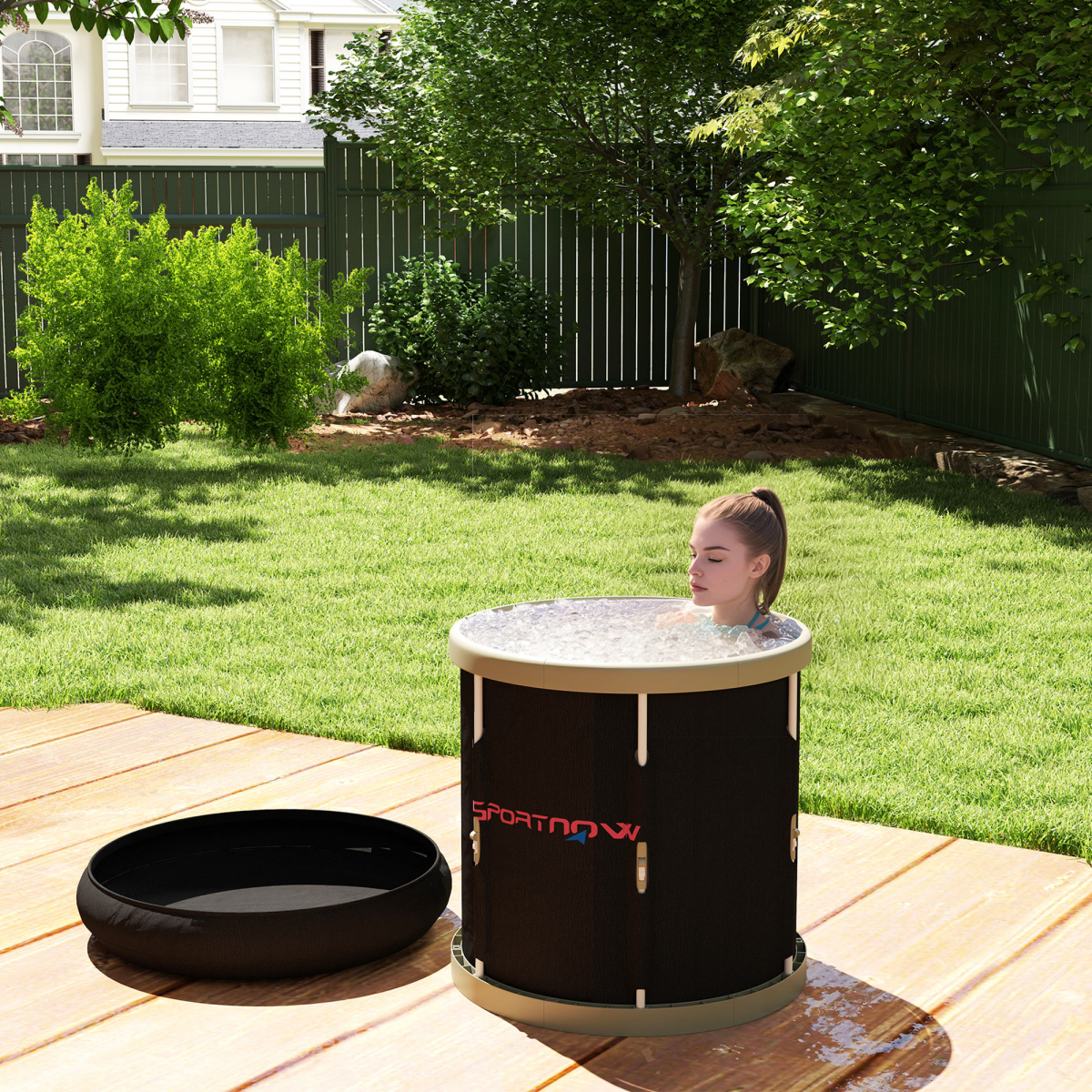 SPORTNOW Ice Bath Tub Outdoor, 210L Portable Cold Water Therapy Tub, Black