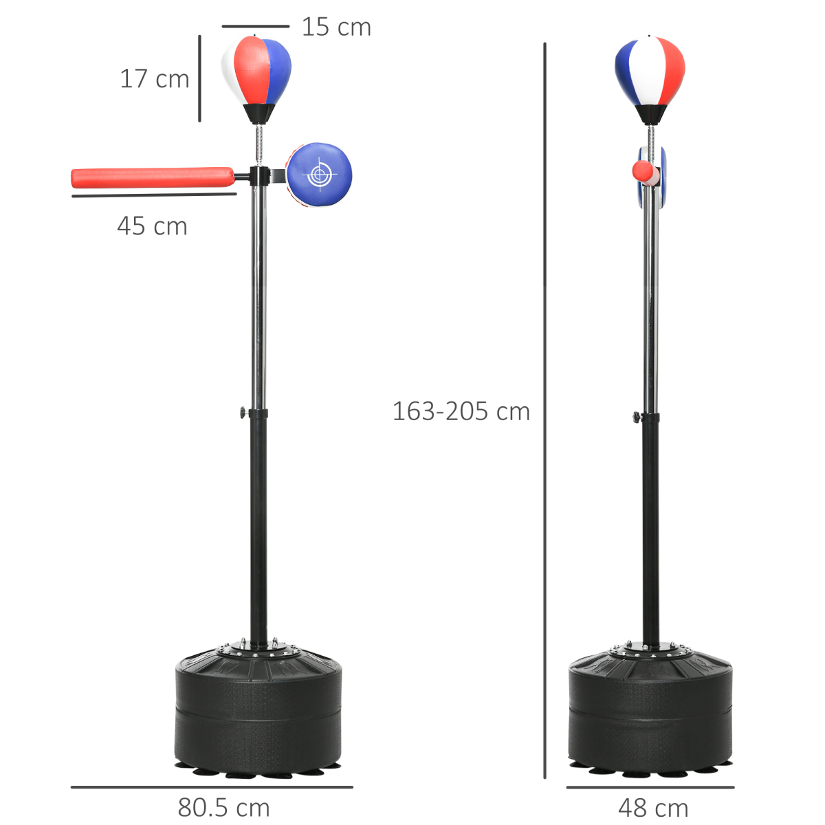 SPORTNOW Adjustable Speed Bag with Stand, Reflex Bar, Multicolour