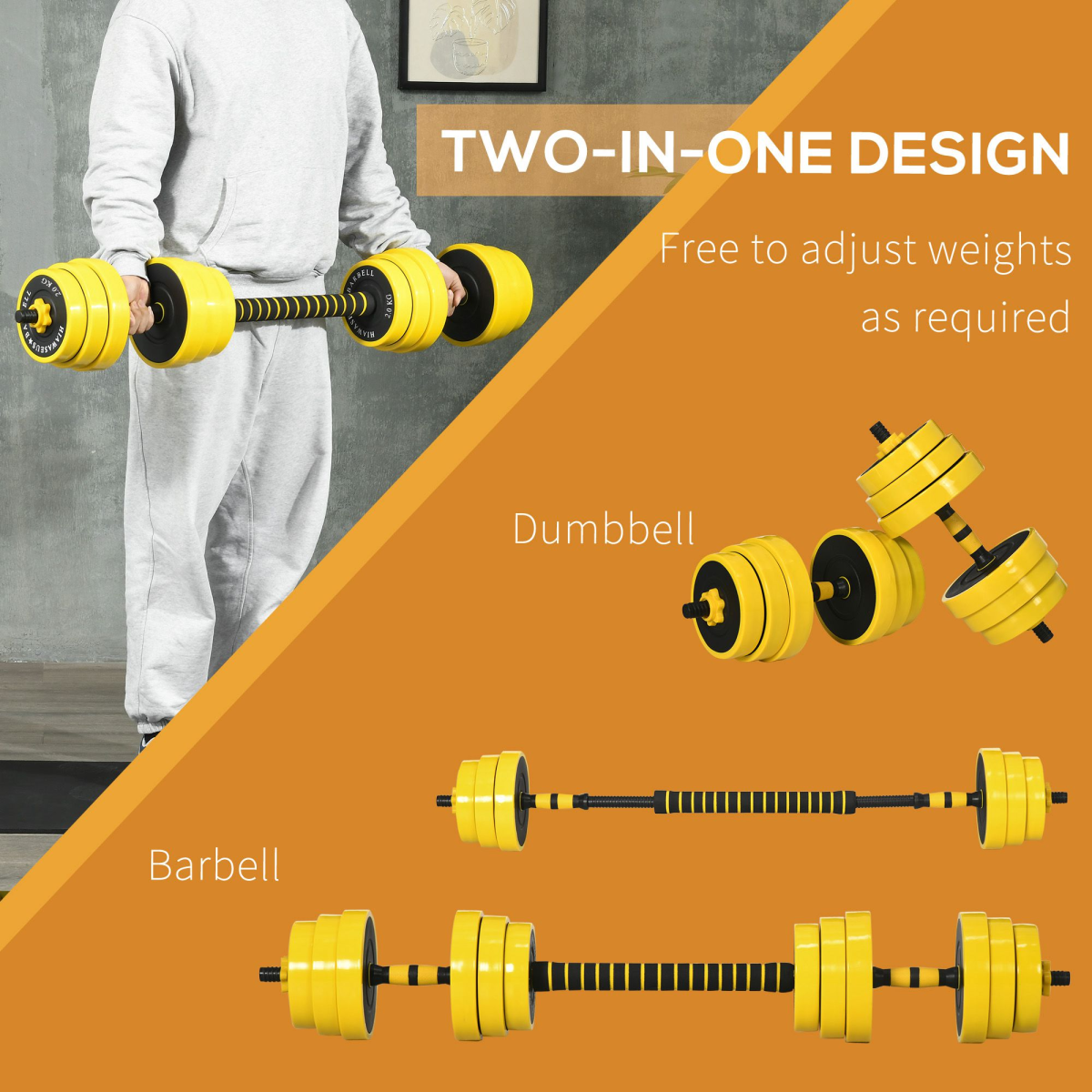 30KG Barbell & Dumbbell Set Fitness Exercise Home Gym Plate Bar HOMCOM