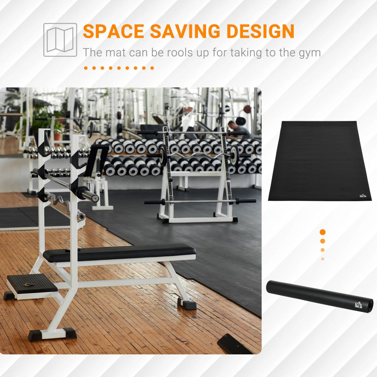HOMCOM 6mm Thick Gym Equipment Mat Non-slip Floor Protector Mat 180 x 90 x 0.6cm