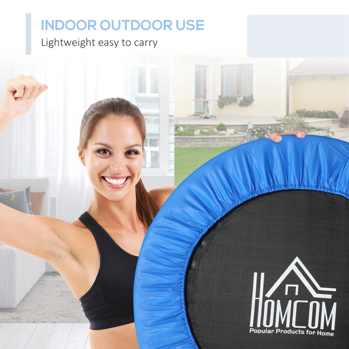 96 cm Foldable Mini Fitness Trampoline Exercise Rebounder Jumper, Blue HOMCOM