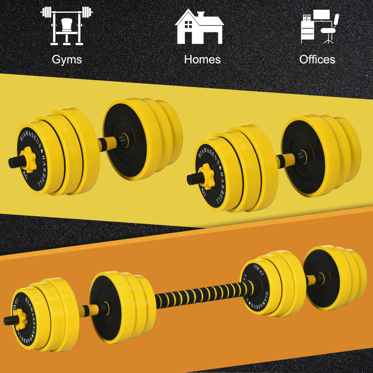 30KG Barbell & Dumbbell Set Fitness Exercise Home Gym Plate Bar HOMCOM