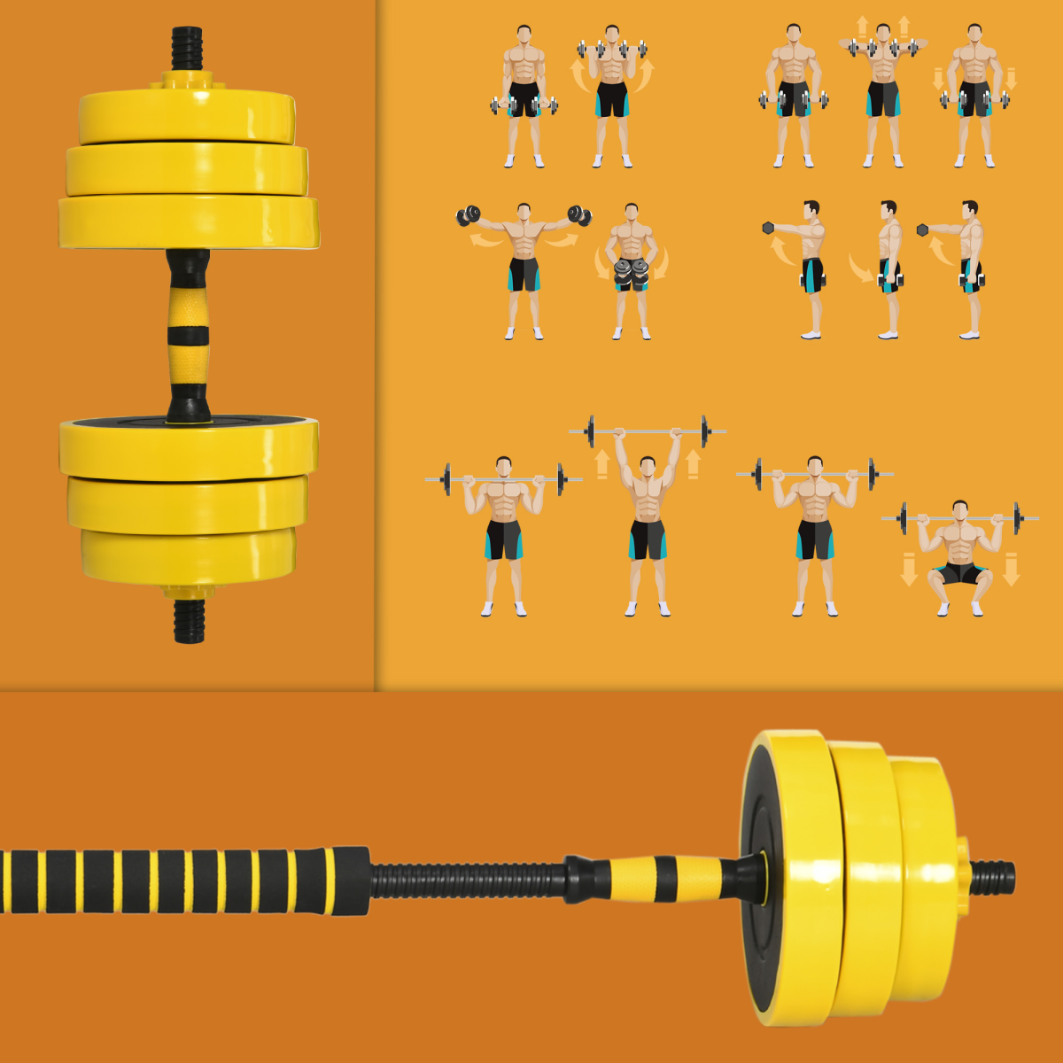 30KG Barbell & Dumbbell Set Fitness Exercise Home Gym Plate Bar HOMCOM