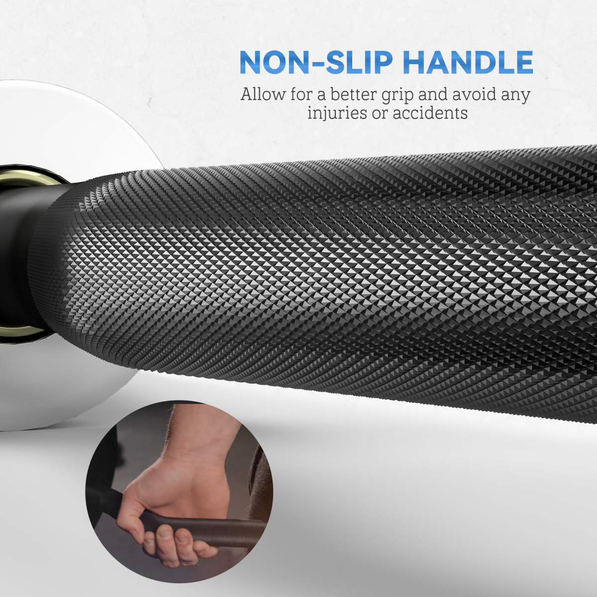120cm EZ Curl Bar with Spring Clips, Barbell Bar for 5cm Weight Plates, 8kg
