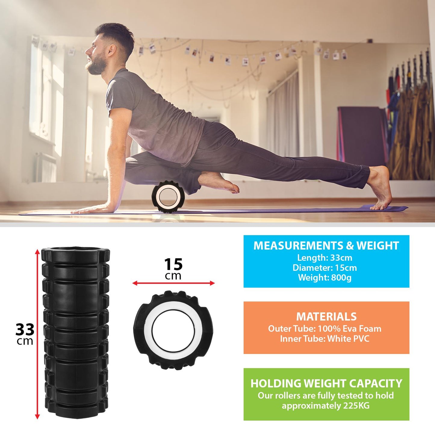 Yoga Foam Roller Black AS-04045