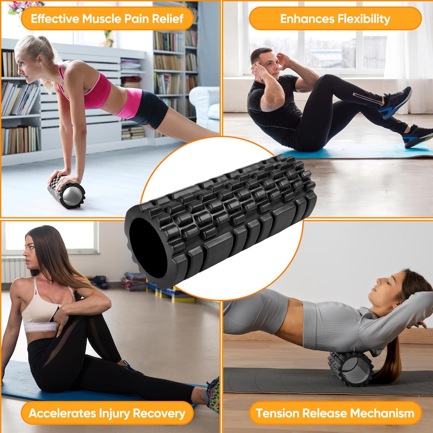 Yoga Foam Roller Black AS-04045