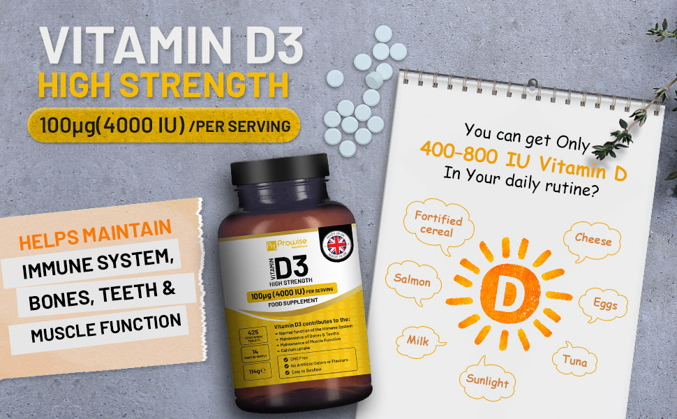 Prowise Vitamin D3 1000IU Vegetarian Tablets | 180 Count | Plant-Based