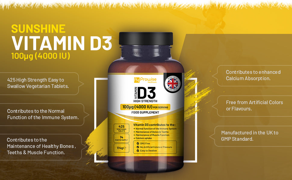 Prowise Vitamin D3 1000IU Vegetarian Tablets | 180 Count | Plant-Based