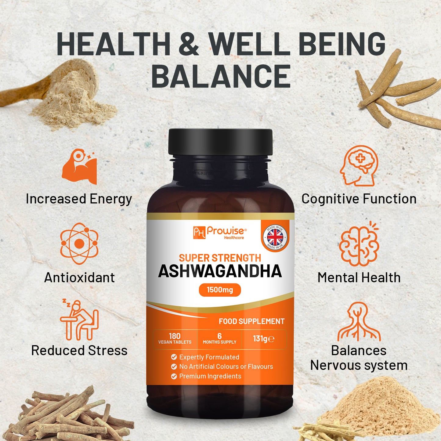 Ashwagandha 1500mg Vegan Tablets | 180 Count