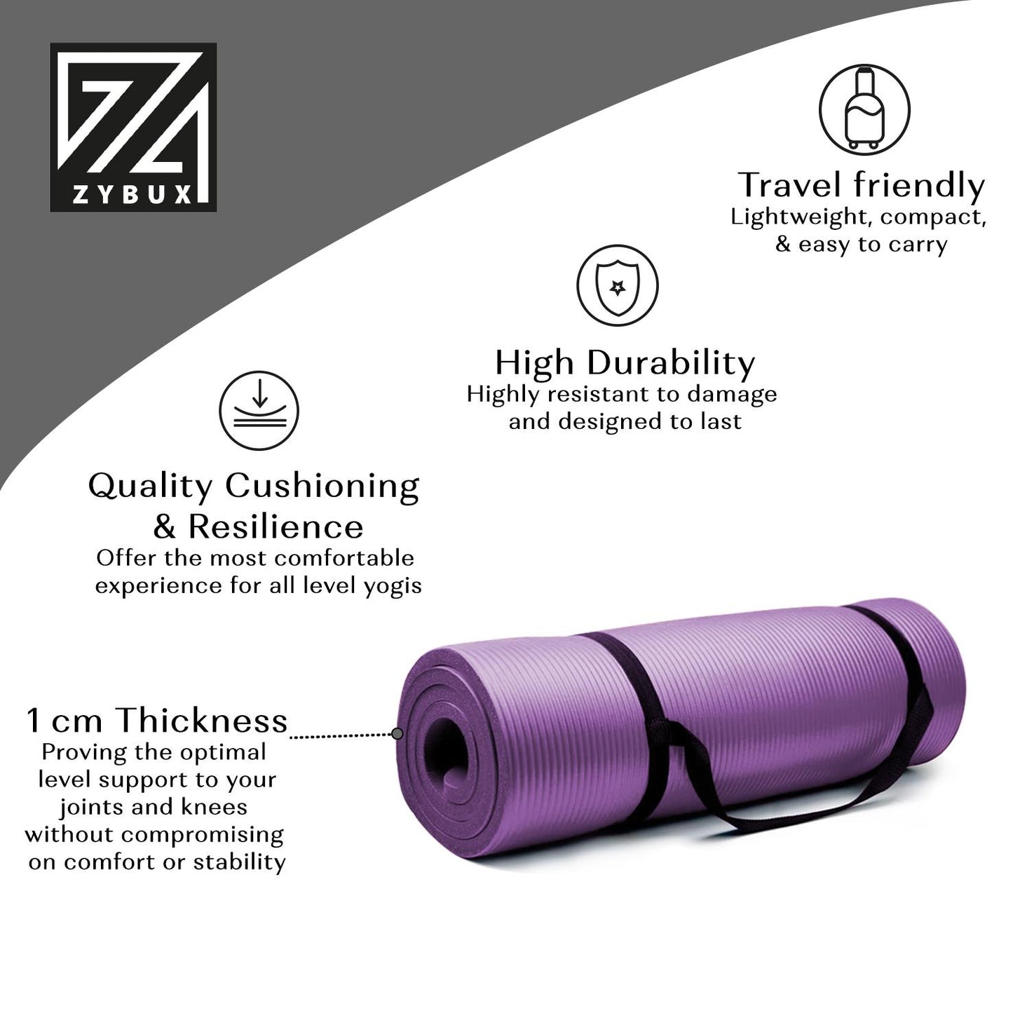 YOGA MAT 10MM THICK EXERCISE MAT GYM WORKOUT FITNESS PILATES HOME NON SLIP NBR