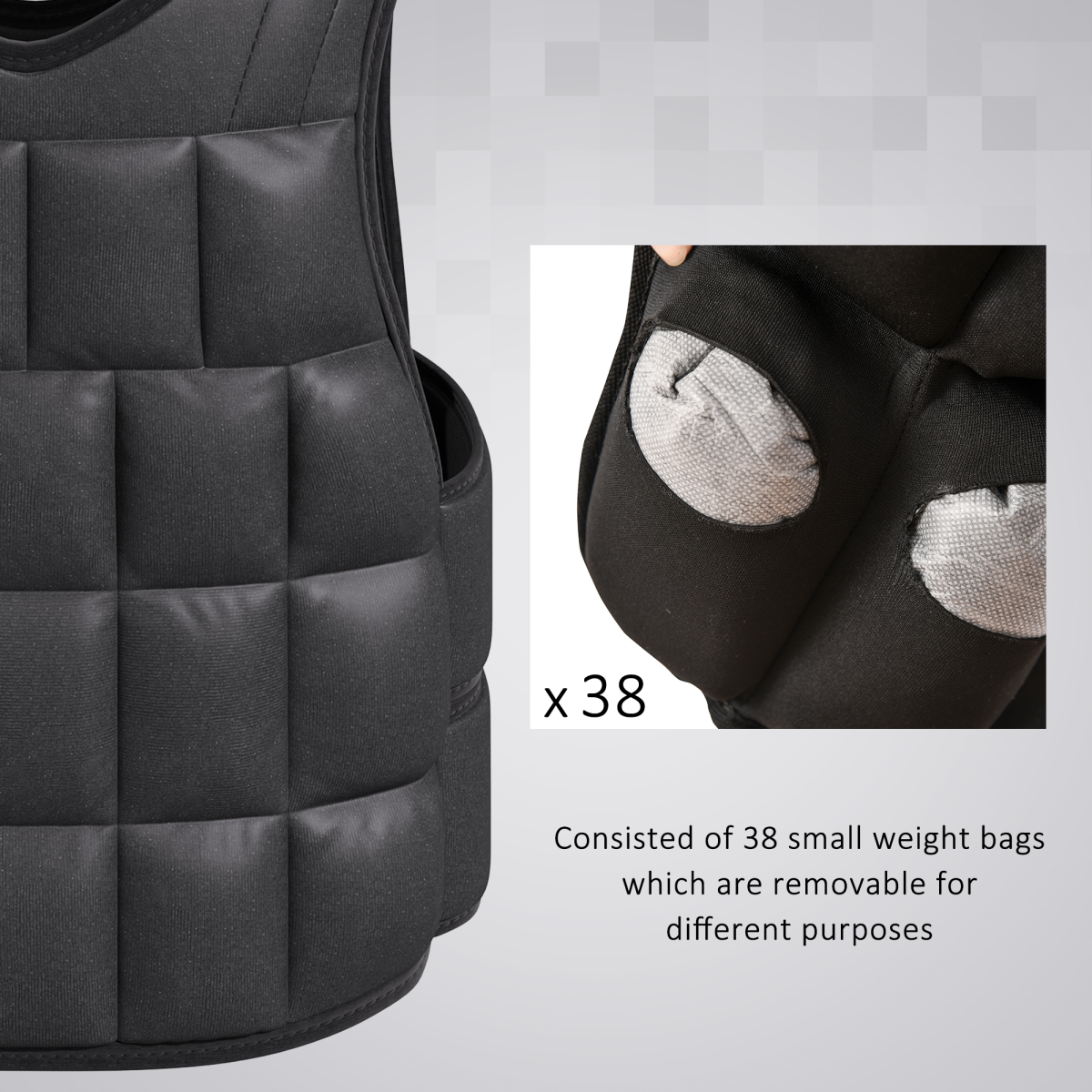 10KGS Adjustable Weight Vest Running Gym Training Weight Loss, Black