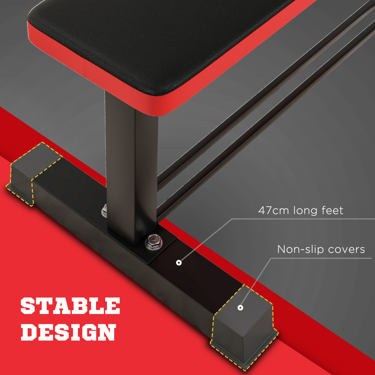 SPORTNOW Flat Weight Bench with Dumbbell Rack, 300KG Weight Capacity
