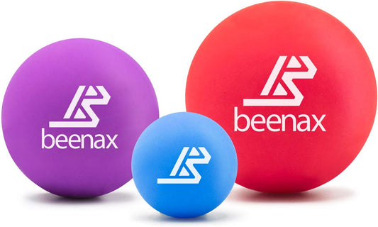Lacrosse Massage Ball (Set of 3) - Trigger Point, Myofascial Release, Plantar Fasciitis, Deep Tissue, Yoga, Pilates, Rehab, Physio - Shoulders, Neck, Back, Foot, Body