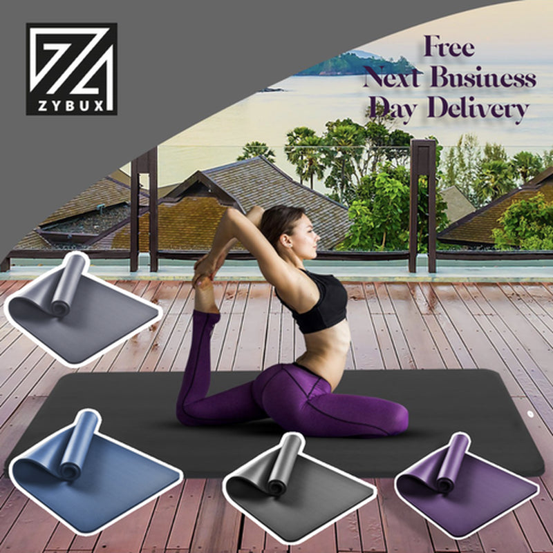 YOGA MAT 10MM THICK EXERCISE MAT GYM WORKOUT FITNESS PILATES HOME NON SLIP NBR