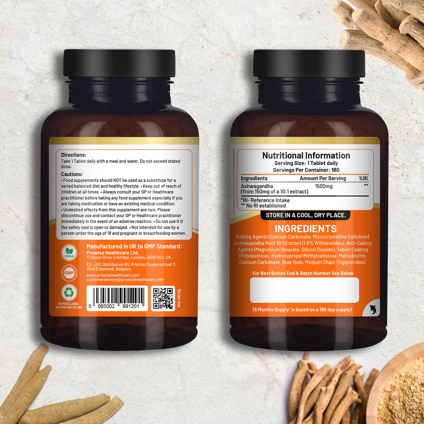 Ashwagandha 1500mg 180 Vegan Tablets | 6 Months’ Supply