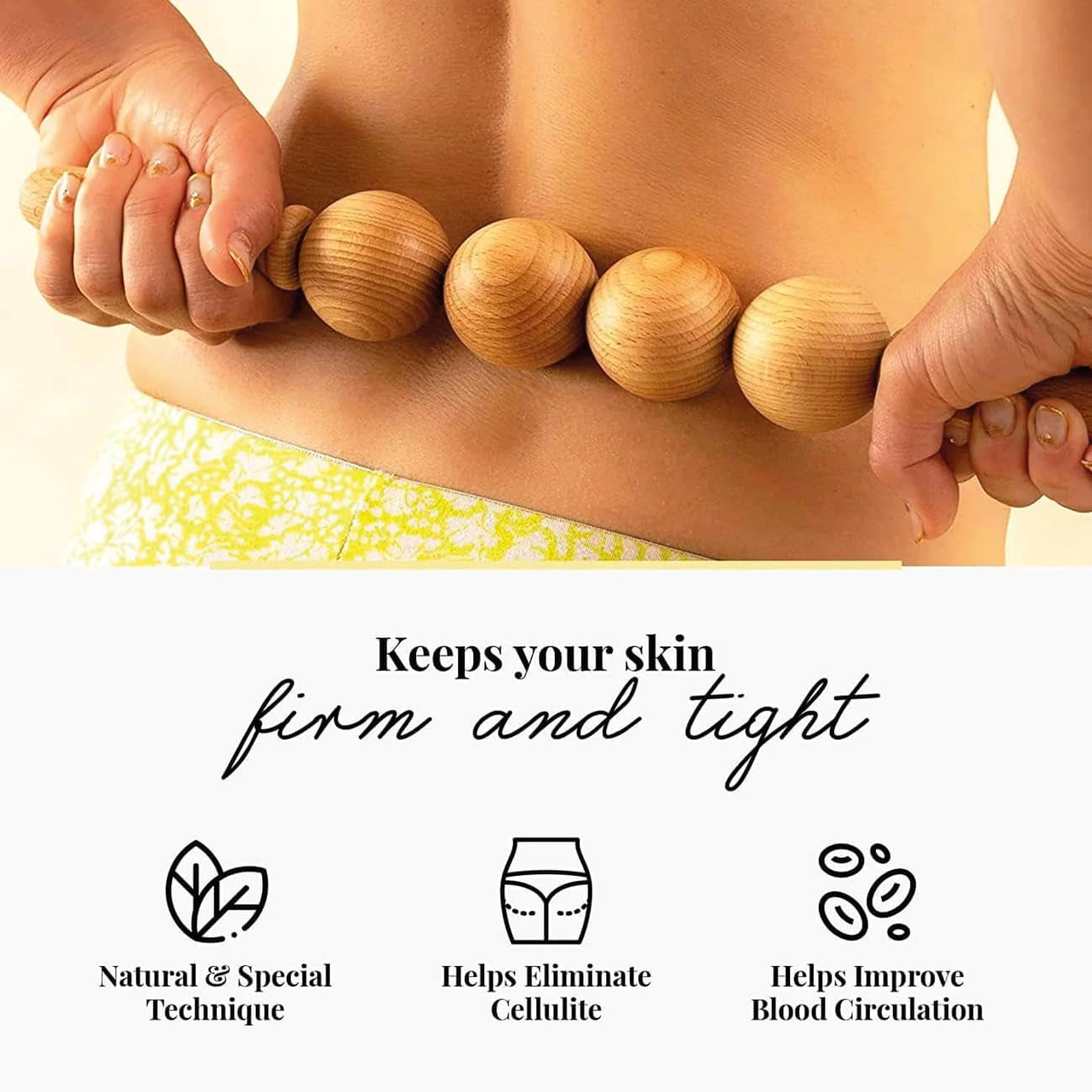 Accessories anti Cellulite Ball Massage Device Massager Roller with Handle Maderotherapy Wooden