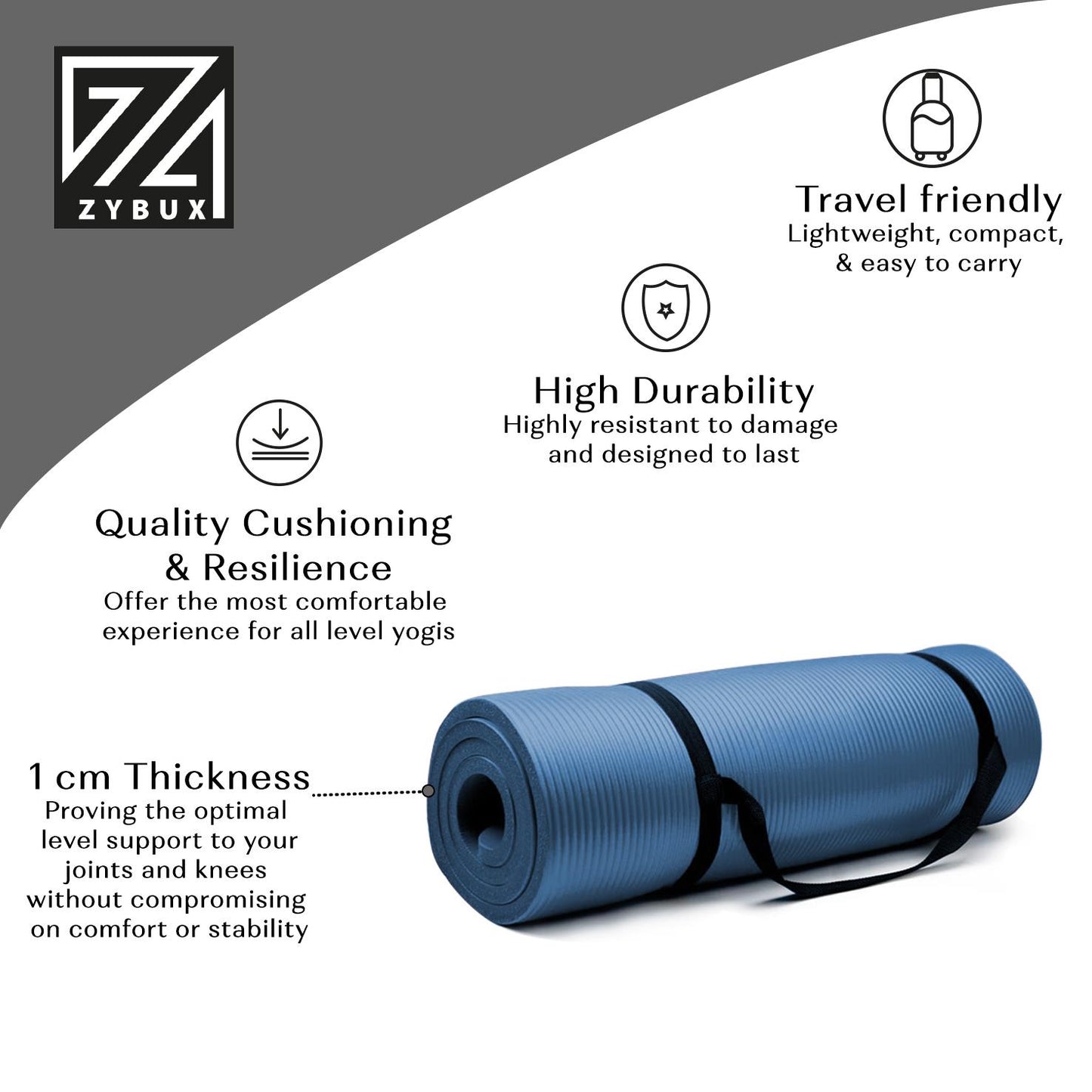 YOGA MAT 10MM THICK EXERCISE MAT GYM WORKOUT FITNESS PILATES HOME NON SLIP NBR