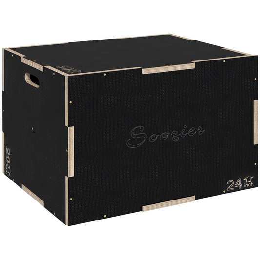 SPORTNOW 41/51/61cm Plyometric Jump Box, Wooden Plyo Box for Home Gym
